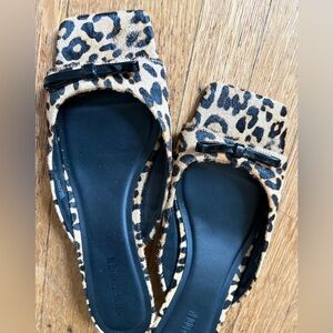 Steve Madden Meme Leopard Calf Hair Slide Sandals Kitten Heel Sz 11